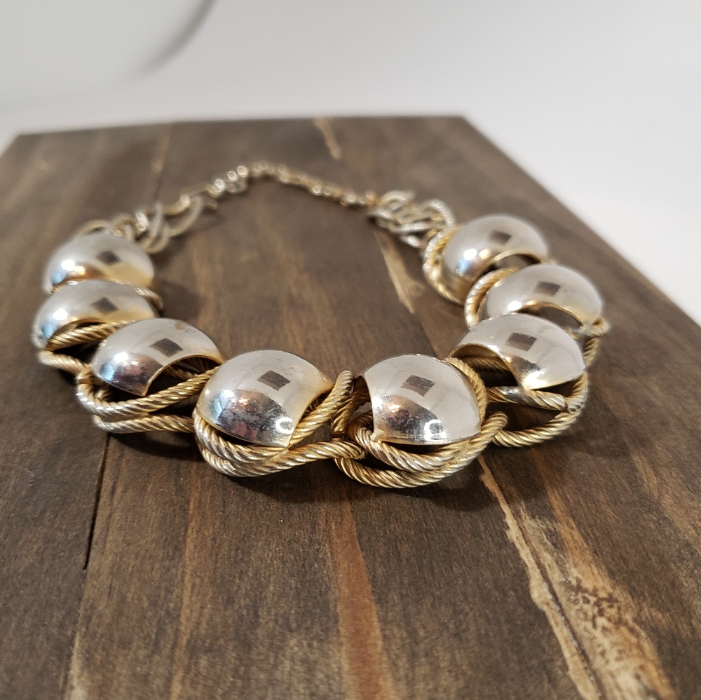 Gold & Silver Tone Statement Chocker  Necklace, Chunky necklace